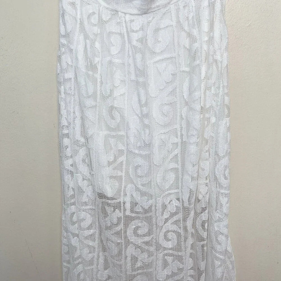 Farm Rio Womens P White Maxi Short Sleeve Lace Open Back Dress - Picture 11 of 13